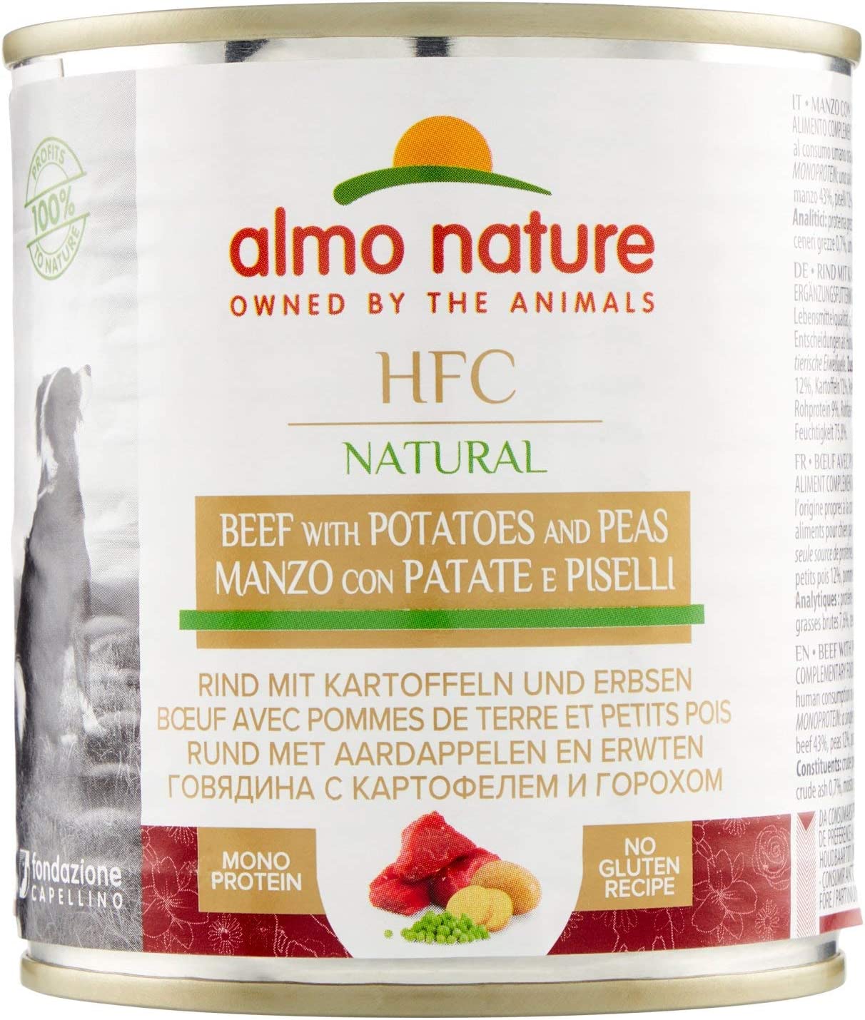 Almo Nature HFC Cuisine Wet Dog Food Tin - Beef With Potatoes And Peas - 280g